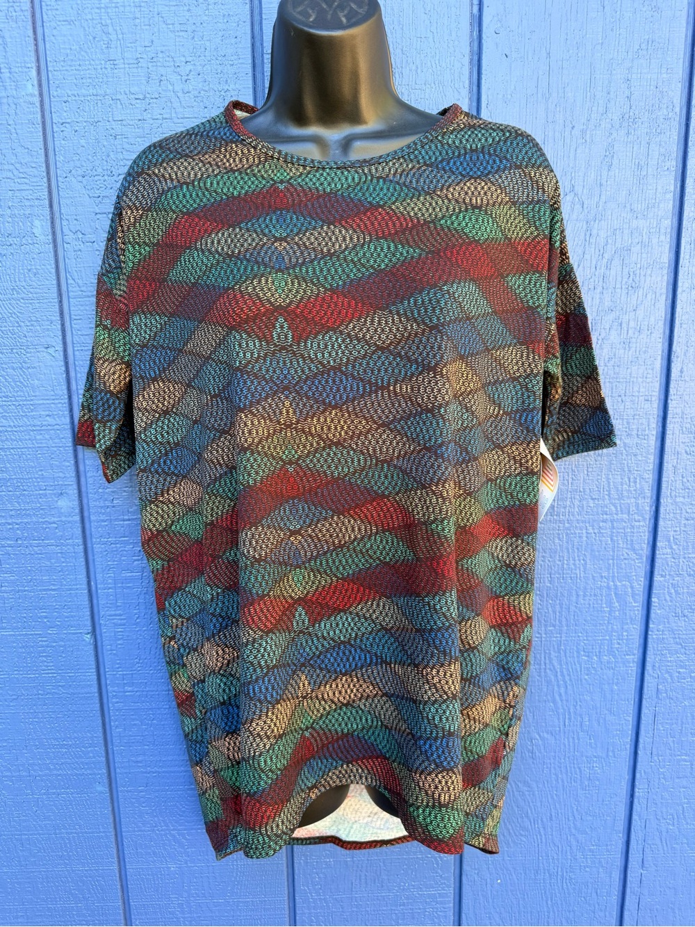 Multicolor Short-Sleeve Knit Shirt - Casual Crewneck